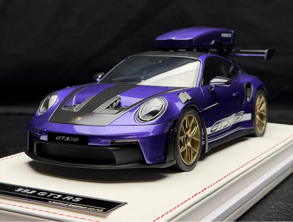 Porsche 911 GT3 RS w/ Roof Rack (Purple/ White) [IVY Model] 1:18 scale
