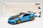 Porsche 911 991.2 GT3 RS Weissach Package Shark Blue Wording & Golden Magnesium Wheels Minichamps 1/18
