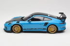 Porsche 911 991.2 GT3 RS Weissach Package Shark Blue Wording & Golden Magnesium Wheels Minichamps 1/18