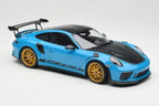 Porsche 911 991.2 GT3 RS Weissach Package Shark Blue Wording & Golden Magnesium Wheels Minichamps 1/18