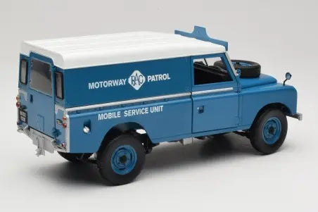 Land Rover Series III 109 Soft Top Motorway Patrol Blue Eagles Race 1:18