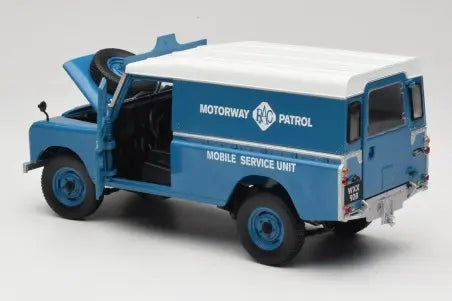 Land Rover Series III 109 Soft Top Motorway Patrol Blue Eagles Race 1:18