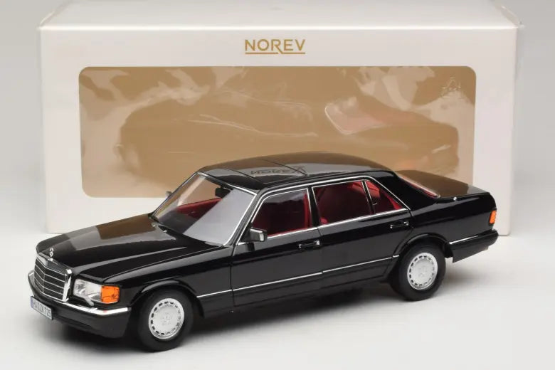Preorder Mercedes 560 SEL W126 Black with Red Interior Norev 1/18