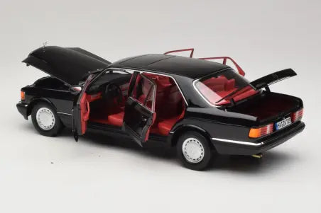 Preorder Mercedes 560 SEL W126 Black with Red Interior Norev 1/18