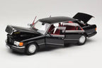 Preorder Mercedes 560 SEL W126 Black with Red Interior Norev 1/18
