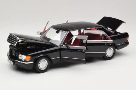 Preorder Mercedes 560 SEL W126 Black with Red Interior Norev 1/18