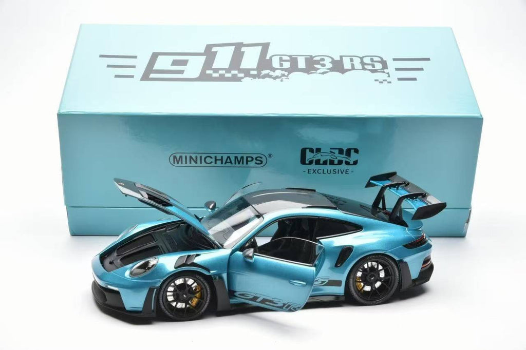 Porsche 911 (992) GT3 RS (Ipanema Metallic Blue) Diecast Car Model Exclusive Limited 300 Pieces 1/18 Minichamps