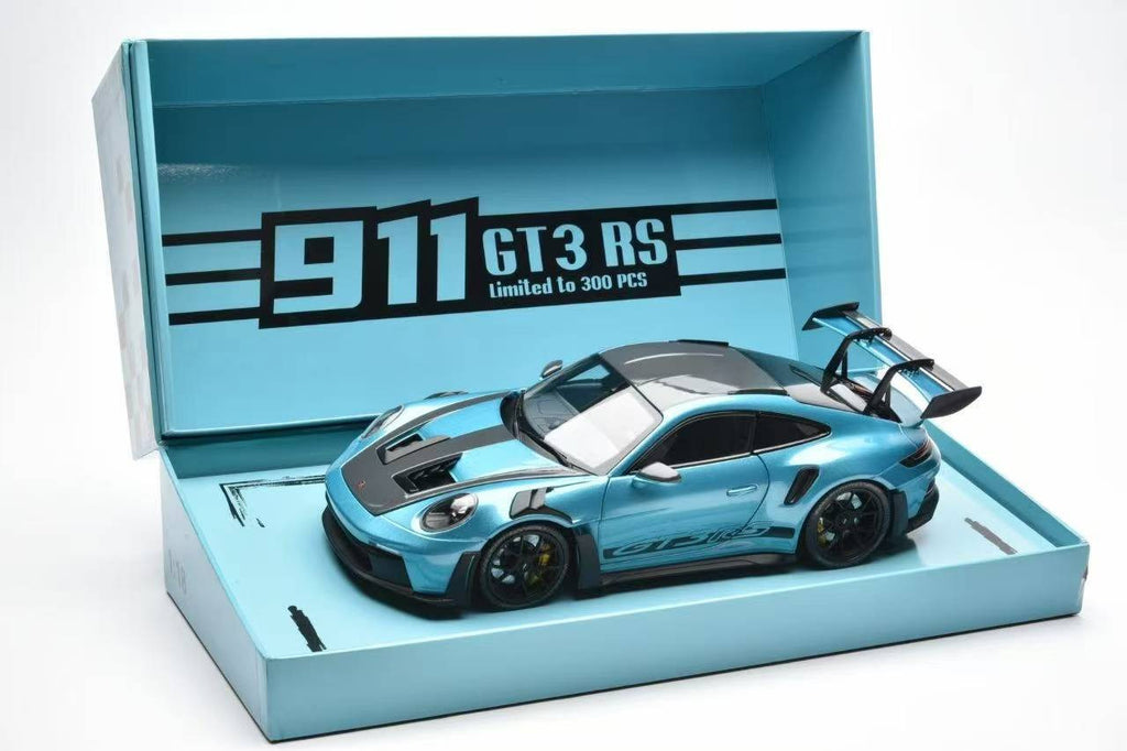 Porsche 911 (992) GT3 RS (Ipanema Metallic Blue) Diecast Car Model Exclusive Limited 300 Pieces 1/18 Minichamps