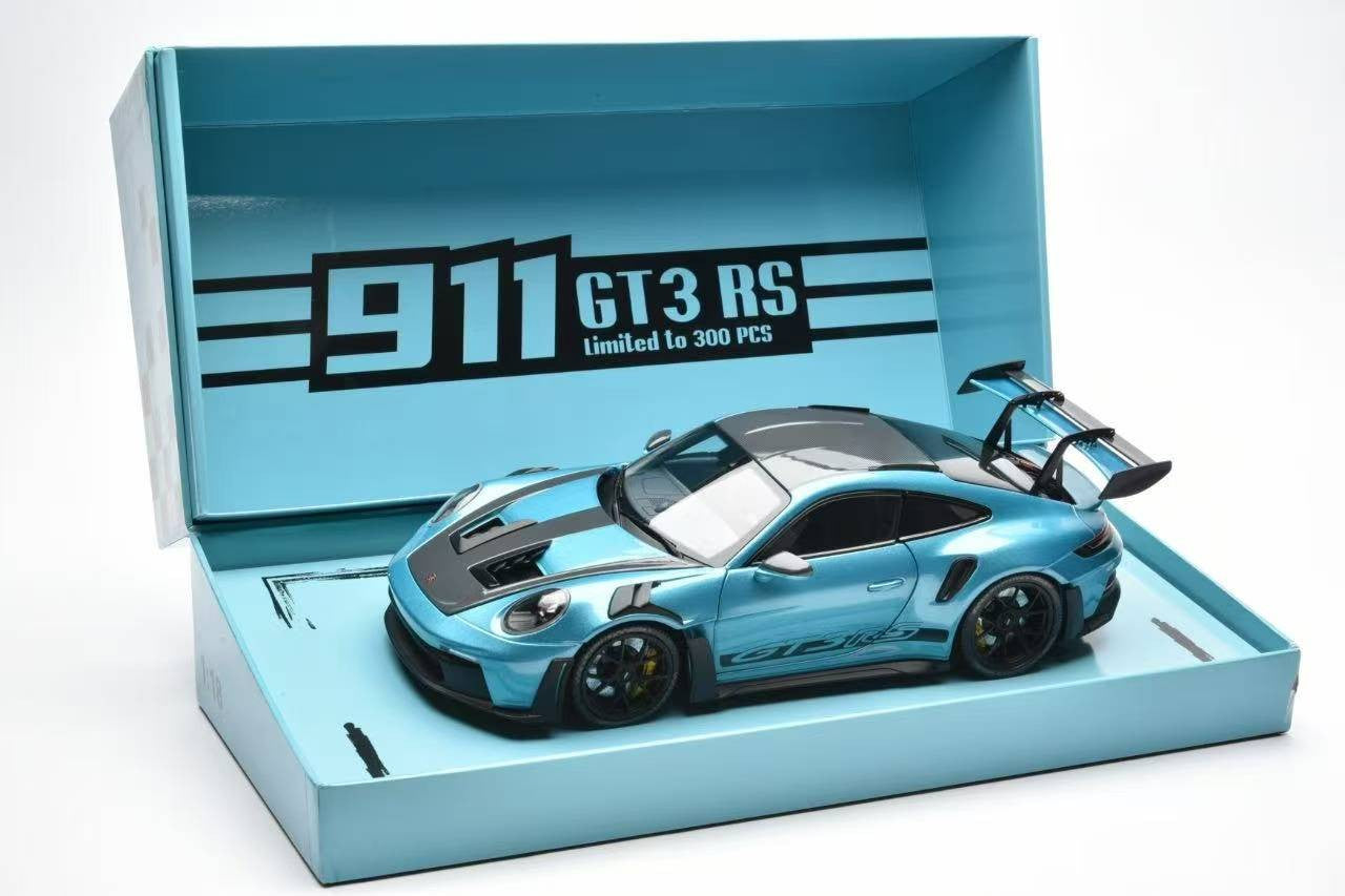 Porsche 911 (992) GT3 RS (Ipanema Metallic Blue) Diecast Car Model Exclusive Limited 300 Pieces 1/18 Minichamps