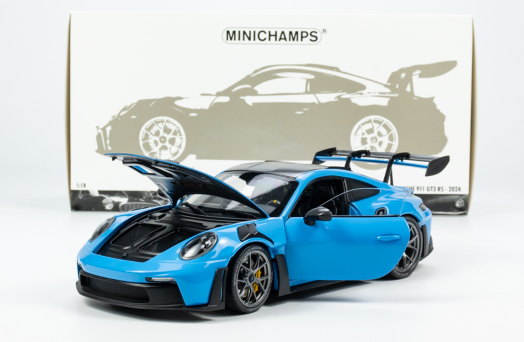 Porsche 911 (992) GT3 RS  2024 Weissach Package (Blue with Dark Silver Wheels) 1/18