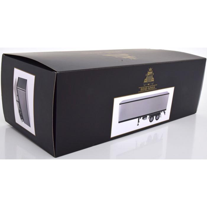 Road Kings RK180168 - 2 axle Semi Box Trailer Silver / Black - Scale 1:18