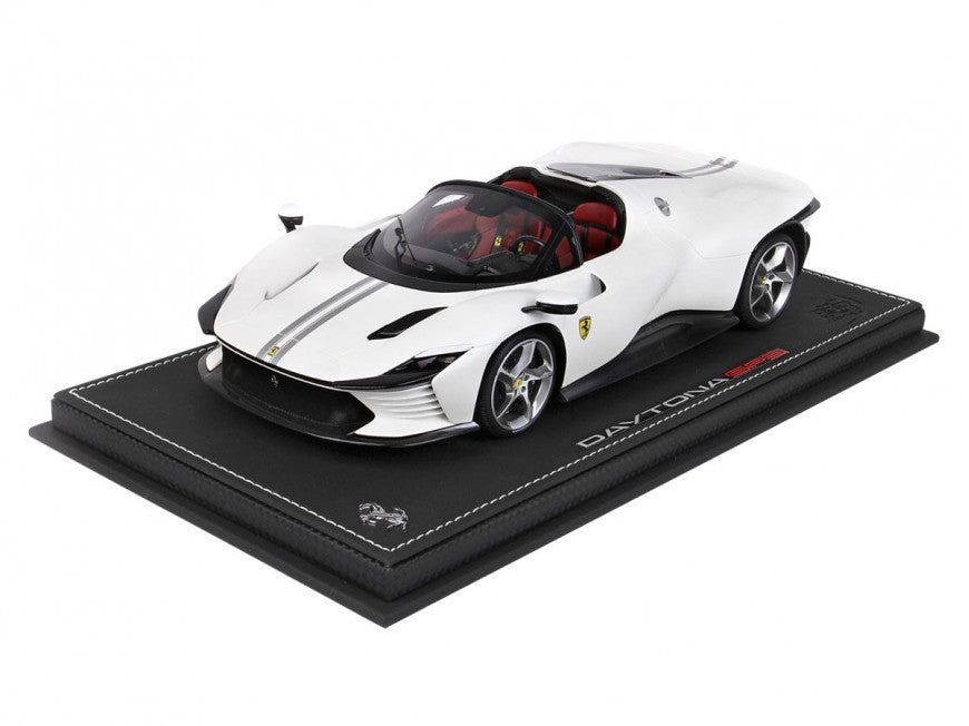 Ferrari Daytona SP3 Icona Spider BBR Models 1/18 P18214B Metallic Matt Italia White with display case