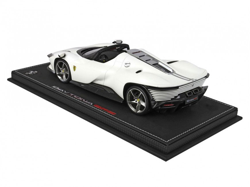 Ferrari Daytona SP3 Icona Spider BBR Models 1/18 P18214B Metallic Matt Italia White with display case