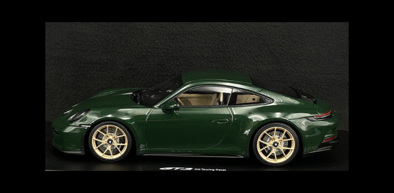 Minichamps, Porsche dealer edition, 1/18th scale, Resin model of the 911 GT3 Touring Package, in "Oak Green Metallic". This is a limited edition and is No.393 of 500 produced.
