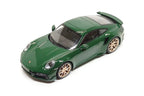 Porsche 911 (992) Turbo S Coupe Sport 2024 green / golden rims 1:18 Minichamps