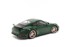 Porsche 911 (992) Turbo S Coupe Sport 2024 green / golden rims 1:18 Minichamps