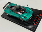 Preorder 1/18 YY model Pagani Huayra BC Coupe in peacock Green Carbon Base AB491
