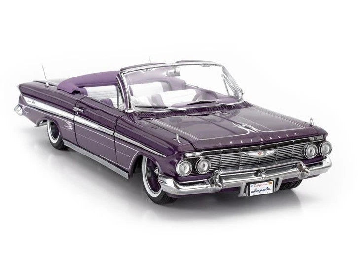 CHEVROLET IMPALA LOWRIDER CABRIOLET OPEN PURPLE 1:18 SCALE BY SUN-STAR