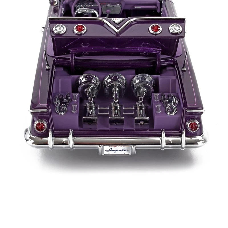 CHEVROLET IMPALA LOWRIDER CABRIOLET OPEN PURPLE 1:18 SCALE BY SUN-STAR