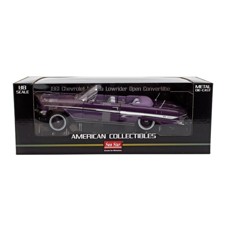 CHEVROLET IMPALA LOWRIDER CABRIOLET OPEN PURPLE 1:18 SCALE BY SUN-STAR