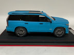 1/18 BBA Models Cadillac Escalade V series 2022 in Matte Blue on Leather Base