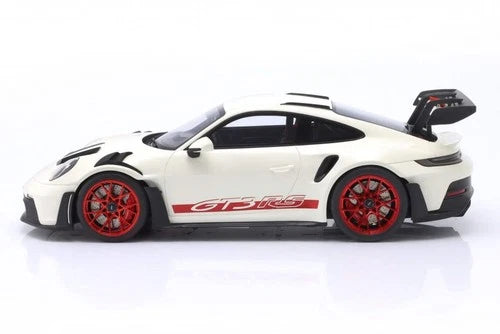 GT Spirit 2022 Porsche 911 992 GT3 RS White w/ Pyro Red Wheels & Deco 1:12